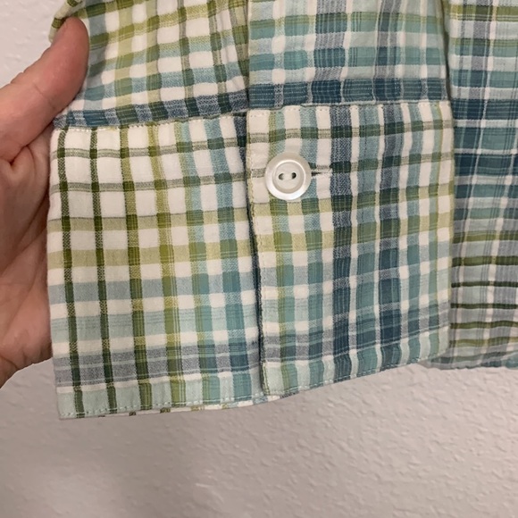 Christopher & Banks Tie Dye Plaid 1/4 Zip Woven Blouse Size L - Picture 7 of 8